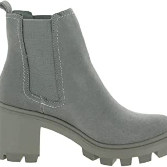 SPLENDID Melisa Suede Gray Combat Chunky Heel Chelsea Boots Shoes Booties - Picture 1 of 10